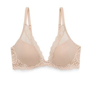 NWT Natori Feathers Contour Plunge Bra in Cafe - Size 34DD